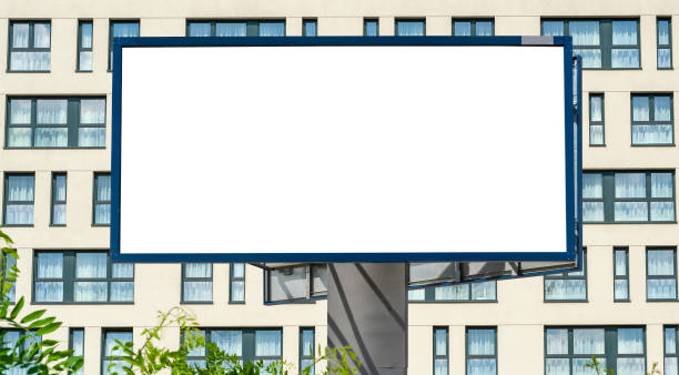 istock Blank white billboard for advertisement in front of the building 1397420786