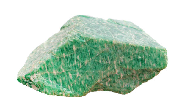 Green semi-precious mineral amazonite isolated on white background Green semi-precious mineral amazonite isolated on white background feldspar stock pictures, royalty-free photos & images