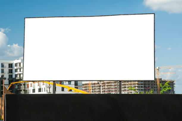 istock Blank white advertising billboard on the construction site area 1397421455