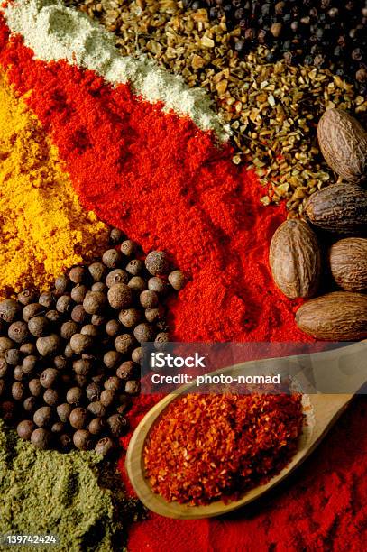 Closeup Still Life Photo Of Various Spices Stock Photo - Download Image Now - Brown, Colors, Composition