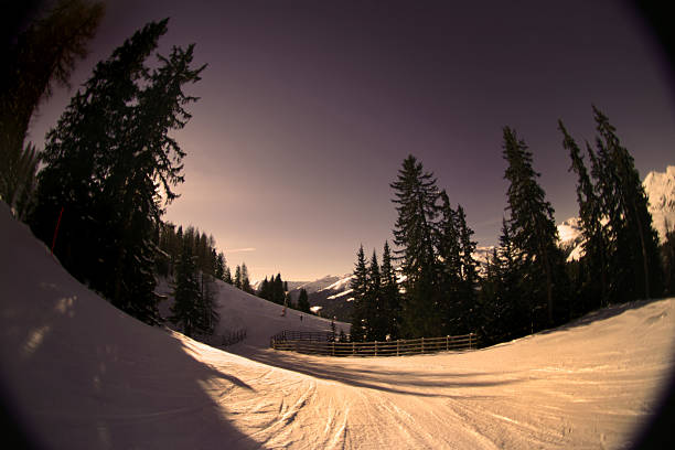 warme ski slope - apres ski davos abstract sunset stock-fotos und bilder