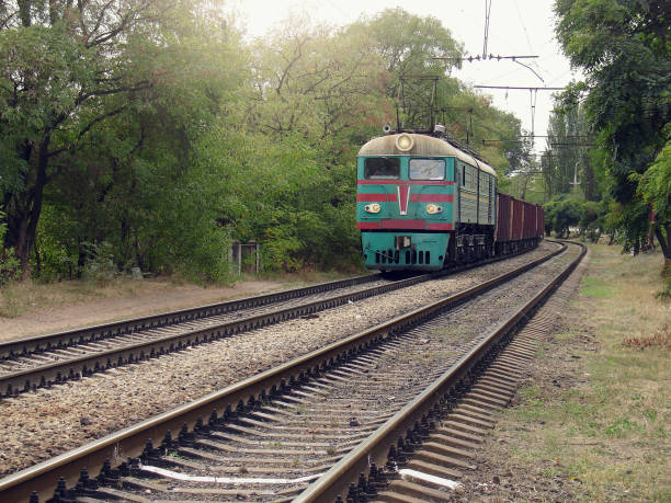istock Freight train approaches to the station. Mariupol. 1397431177