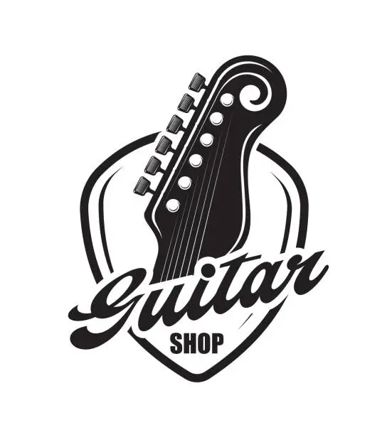 Vector illustration of Acoustic guitar neck of music instrument shop icon