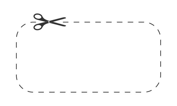 istock Scissors icon cutting rectangle shape with dotted line. Cut here pictogram for paper discount coupon, voucher, promo code. Graphic vector illustration 1397435797