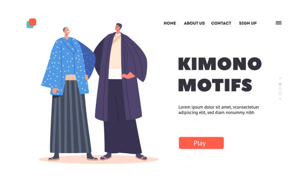 Kimono Motifs Landing Page Template. Asian Senior and Young Characters Wear Traditional Dress. Men in National Clothes Kimono Motifs Landing Page Template. Asian Senior and Young Male Characters Wear Traditional Dress. Men in National Clothes, Oriental Culture and Fashion Concept. Cartoon People Vector Illustration cartoon of the famous chinese warriors stock illustrations