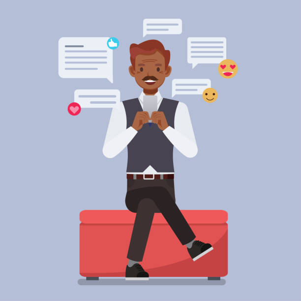 istock Businessman using mobile phone to comment and chatting on social media applications. people character vector design. 1397438661