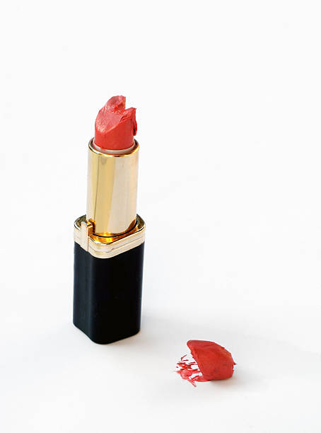 Broken lipstick stock photo