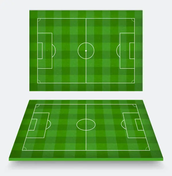 Vector illustration of set of realistic soccer football field or field football stadium.