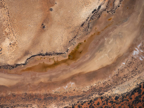Aerial view of Australia's outback stock photo