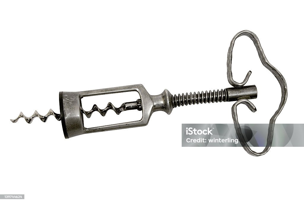 Rustic Corkscrew w/ Path Corkscrew isolated against white. File contains clipping path. Accessibility Stock Photo