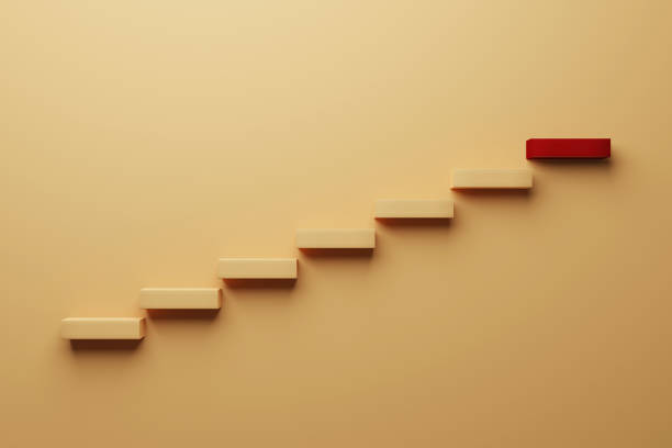 istock Growth or increase design concept. Cube block staircase moving step growing up to target. Success achievement or goal business motivation. 3d rendering illustration 1397452668