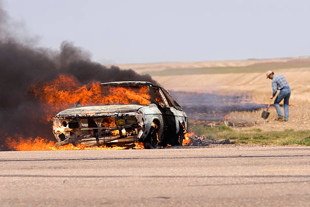 istock An out of control car that set on fire 139745319