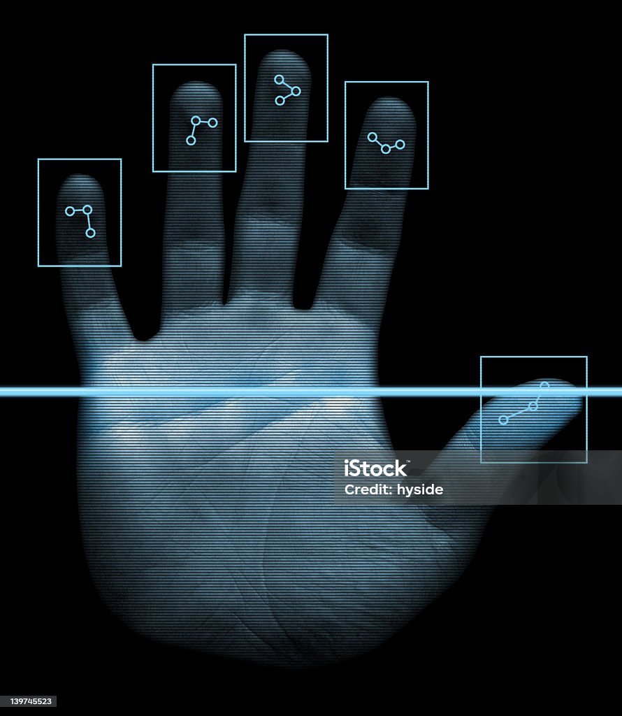 Lettore biometrico mano - Foto stock royalty-free di Scanner informatico