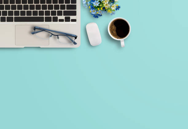 istock Business office desk concept ideas. top view with laptop computer and notebooks 1397455847