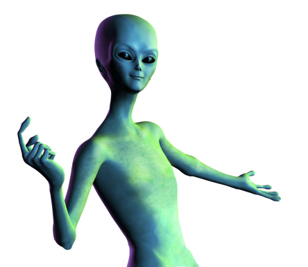 3D render of an alien welcoming you.