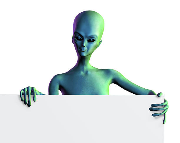istock Alien with Edge of Blank Sign - includes clipping path 139746078