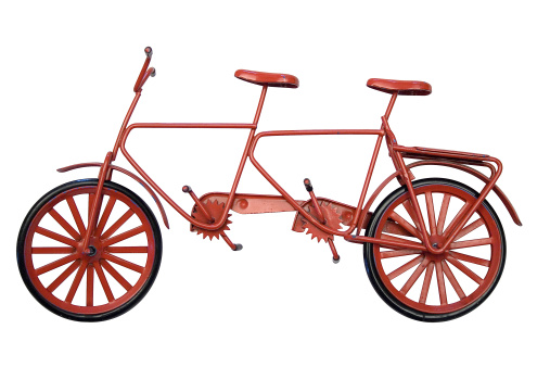 Scale Model of a red bicycle for two persons. File contains clipping path.