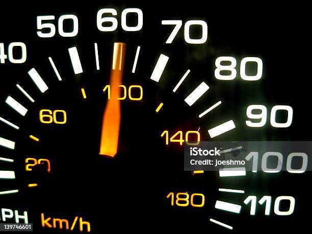 A Close Up Of A Car Speedometer Stock Photo - Download Image Now - Speed, Speedometer, Car