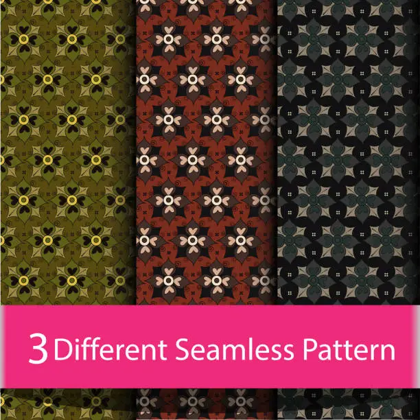 Vector illustration of floral ornaments pattern for backgrounds, Indian pattern set, Seamless ethnic pattern of paisley pattern