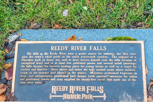 Greenville, SC, USA - Jan 2, 2021: The Reedy River Falls