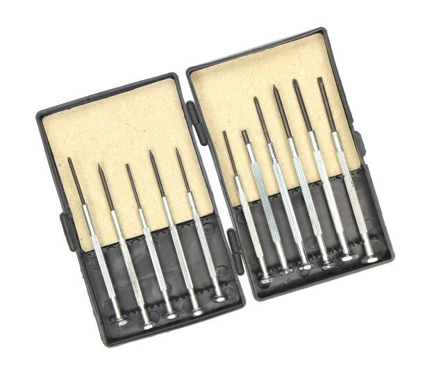 istock Small screwdrivers set in box isolated on white background 1397473358
