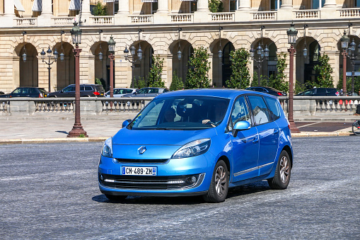 Paris, France - September 15,2019: Compact MPV Renault Grand Scenic in a city street.