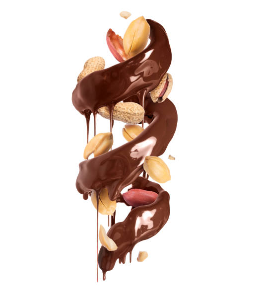 istock Spiral of chocolate with crushed peanuts isolated on a white background 1397476532