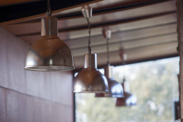 istock Line of Industrial hanging lamps 1397478599