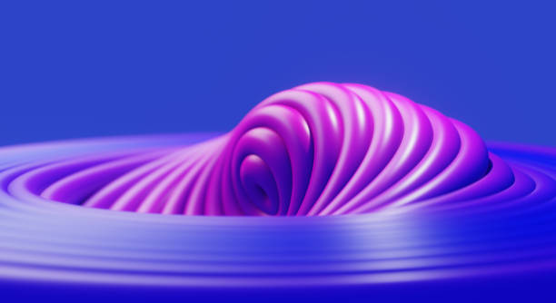 istock Hypnotic disco spinning rings. Abstract pink glossy rings twirl changing shape. 3D blurred gradient decoration backdrop. 1397483040