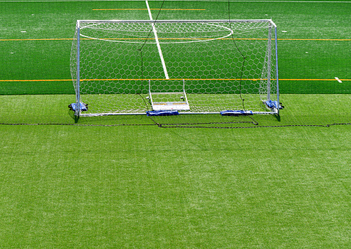 Close-up of Soccer goal on vacation.