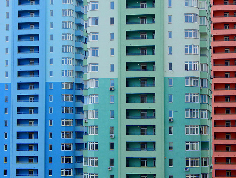 Colored Walls Of New Multi Storey Apartments