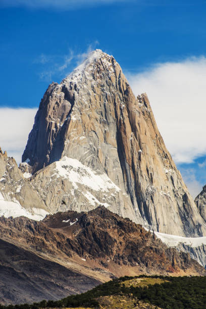 Mount Fitz Roy at Los Glaciares National Park in Argentina stock photo