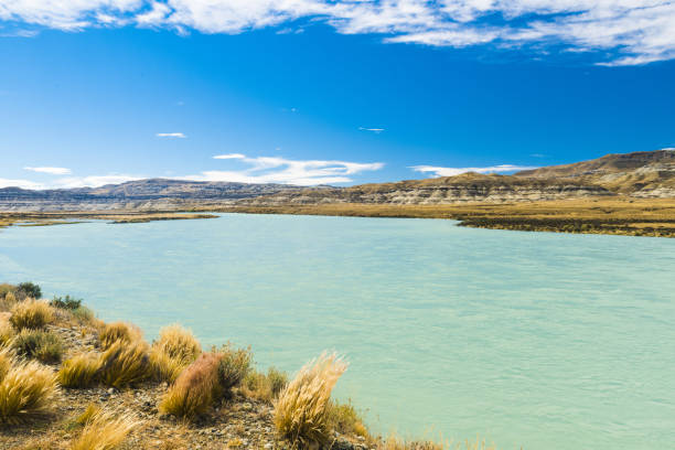 Painted hills along the river Rio Leona in Argentina