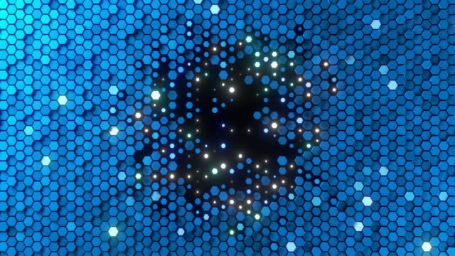 4K hexagon transition masks. Abstract motion graphics and animated background. High-tech 3D animation