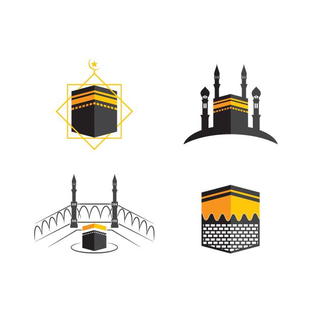 ilustraciones, imágenes clip art, dibujos animados e iconos de stock de ilustración del logotipo de kaaba - travel east jerusalem israel