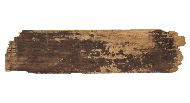 istock Old plank of wood isolated on white background 1397486952