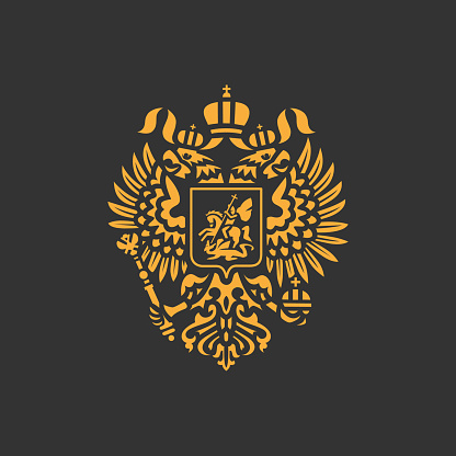 Double headed eagle icon. Coat of arms of Russia. Design element.