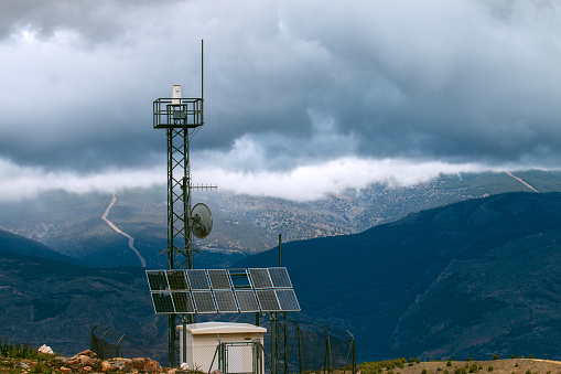 Weather monitoring station in the mountains, Spain