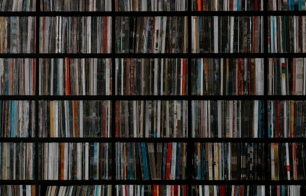 istock Shelf Filled with Vinyl Records Albums Covers. Music Store Pattern Background. 1397492007