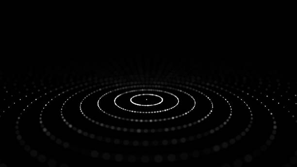 istock Abstract black background of circular flow of particles. Digital cyberspace. Network connections structure. 3D rendering. 1397492871