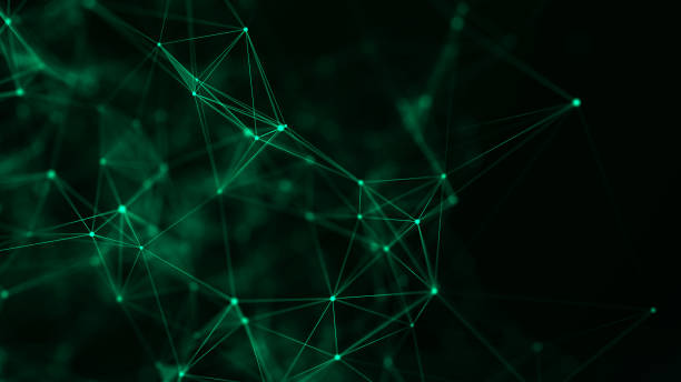 istock Abstract geometric background with connecting points and lines. Abstract green digital background. Network concept structure. Big data complex with compounds. 3D rendering. 1397492956