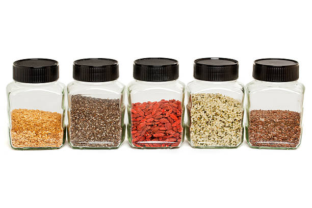 istock flax, chia, hemp seeds and goji 139749298