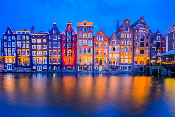 amsterdam, netherlands. - amsterdam holland city night imagens e fotografias de stock