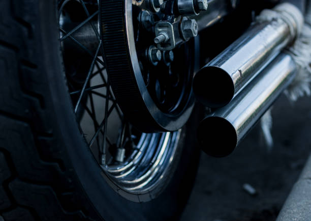 istock pair of exhaust chrome pipes 1397493327