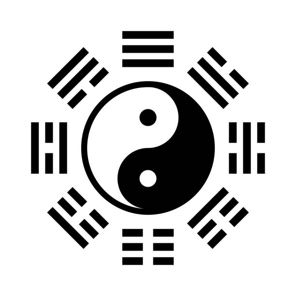 Yin Yang bagua symbol. Tai Chi pattern. Vector illustration. Yin Yang bagua symbol. Tai Chi pattern. Bagua - symbol of Taoism. Vector religious illustration. dieng plateau stock illustrations