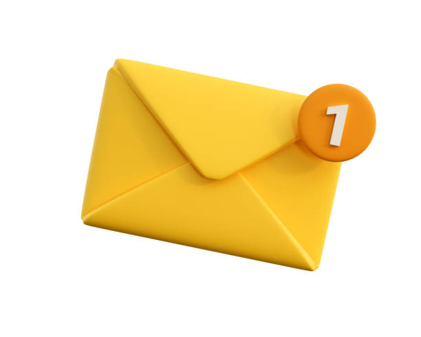 3d mail icon. 3d unread mail icon. Concept of mail, new message, notification or envelope. 3d high quality render isolated on white background. correspondence stock pictures, royalty-free photos & images