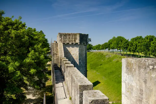 view on the battlements of the medieval city of Provins which owned to the UNESCO world heritage