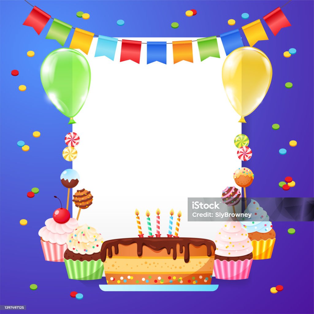 Birthday Background Template Stock Illustration - Download Image Now -  Anniversary, Arts Culture and Entertainment, Backgrounds - iStock