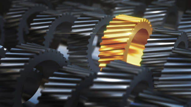 istock A high quality render of engine or machine metal gears rotating 1397498304