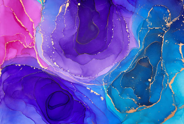 istock Natural  luxury abstract fluid art painting in alcohol ink technique. Tender and dreamy  wallpaper. Mixture of colors creating transparent waves and golden swirls. For posters, other printed materials 1397499670